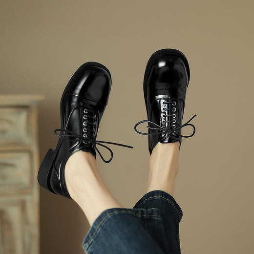 秋季新款，圆头真皮拼色绑带小皮鞋ML-m1601 商品图10