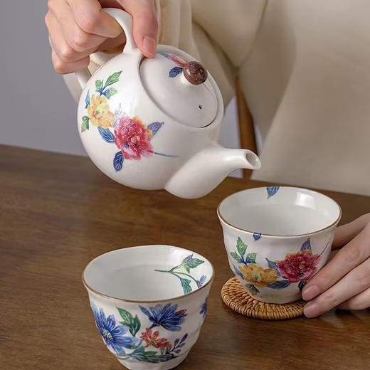 美浓烧日本进口和蓝花衣一壶五杯茶具套装礼盒茶壶茶杯客厅家用 商品图4