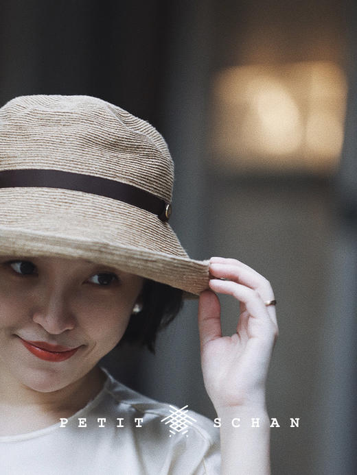 【经典款】PETIT SCHAN小闪 #026 Natural wave++ 浪花儿  进口高端亚麻编织渔夫帽女可折叠便携户外海边防晒遮太阳防紫外线草编帽子 商品图7