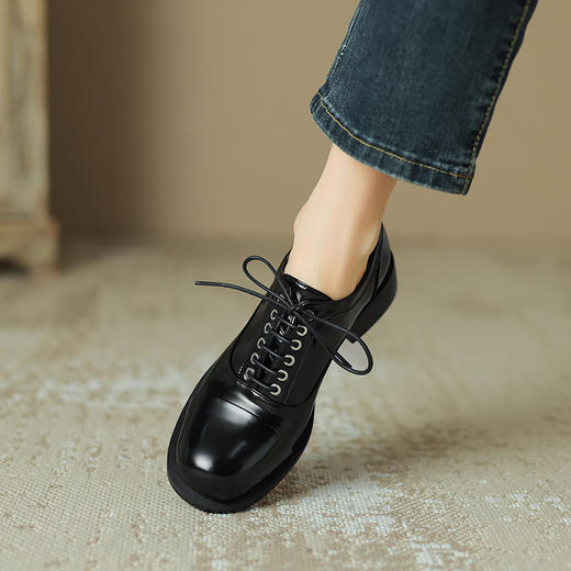 秋季新款，圆头真皮拼色绑带小皮鞋ML-m1601 商品图7