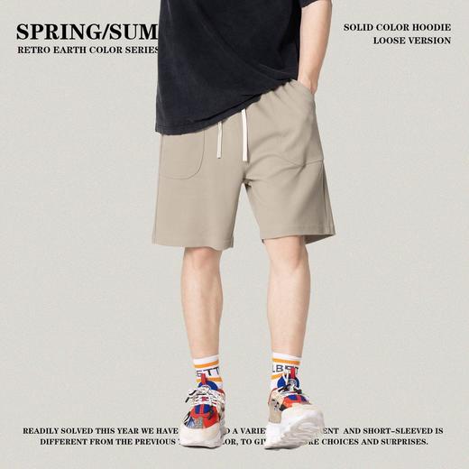 RS男装|2023夏季385g重磅反袋设计纯色短裤美式潮牌运动休闲裤男 商品图2