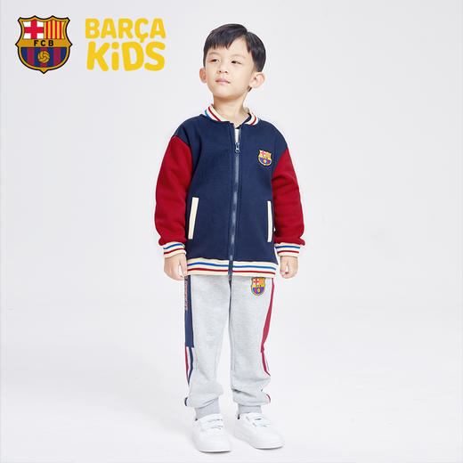 巴塞罗那童装外套丨聚星动力红蓝拼接棒球服儿童运动足球迷夹克 商品图3