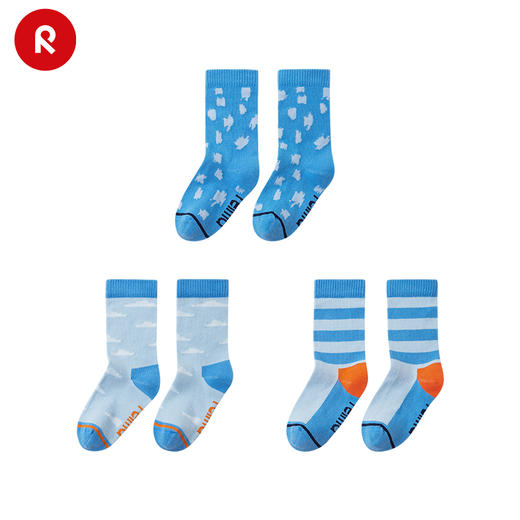 reima儿童男女童中筒袜子弹力透气条纹拼色针织新款长袜子 商品图1