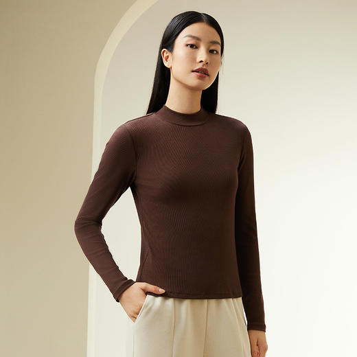 【贴身好温暖】金三塔桑蚕丝螺纹女半高领打底衫保暖上衣新品  NZFDC722 商品图2