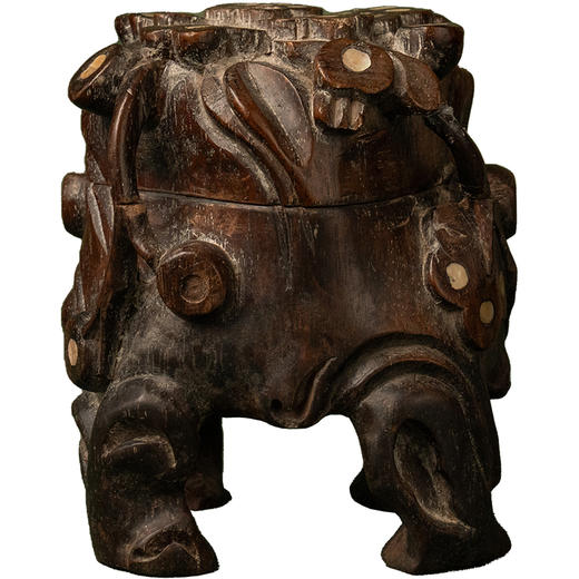 清 红木嵌螺钿根结形盖盒 商品图5