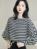剩M/XL 钢琴黑白键衬衫 米思阳2026春款时尚洋气经典条纹衬衫女宽松显瘦长袖上衣2020 商品缩略图1