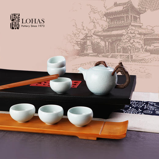 陆宝-镜清节趣茶组9件式 青瓷冰裂 商品图1
