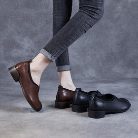 ZM 231239真皮软底软面舒适深口低跟休闲懒人单鞋