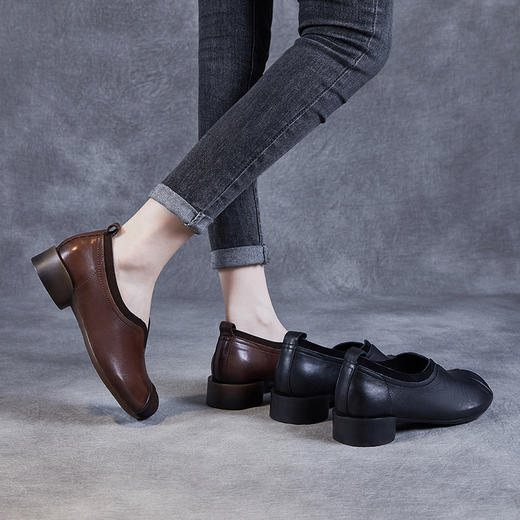 ZM 231239真皮软底软面舒适深口低跟休闲懒人单鞋 商品图0