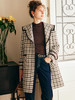 OLrain欧芮儿法式格纹外套女秋冬2022新款复古撞色粗花呢中长大衣 商品缩略图0