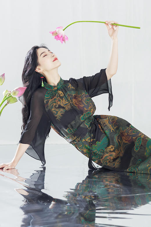 逸红颜明月优选#『观夏』22姆米珍珠缎改良国风新中式香云纱连衣裙，优雅贵气，复古典雅！！现货秒发 商品图13