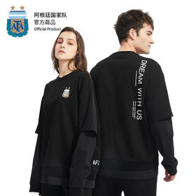 阿根廷国家队官方商品丨秋季新款长袖T恤拼接假两件套头卫衣情侣