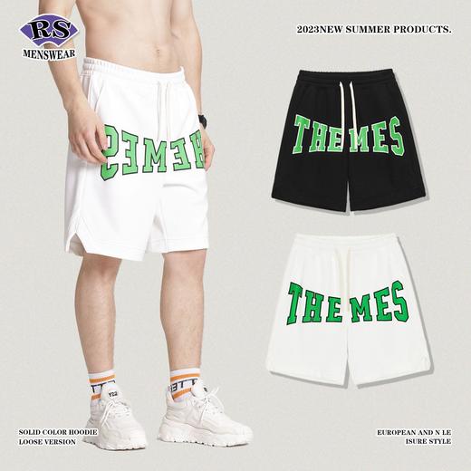 RS男装|2023夏季300g字母发泡胶浆印花短裤欧美运动潮牌休闲裤男 商品图0