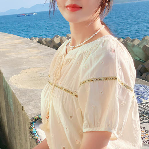 【百图lulu定制】【在云端刺绣衬衫】刺绣 流苏  度假风 衬衫 商品图2