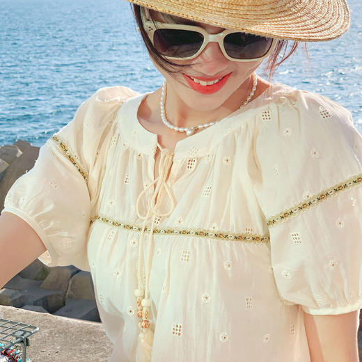 【百图lulu定制】【在云端刺绣衬衫】刺绣 流苏  度假风 衬衫 商品图1
