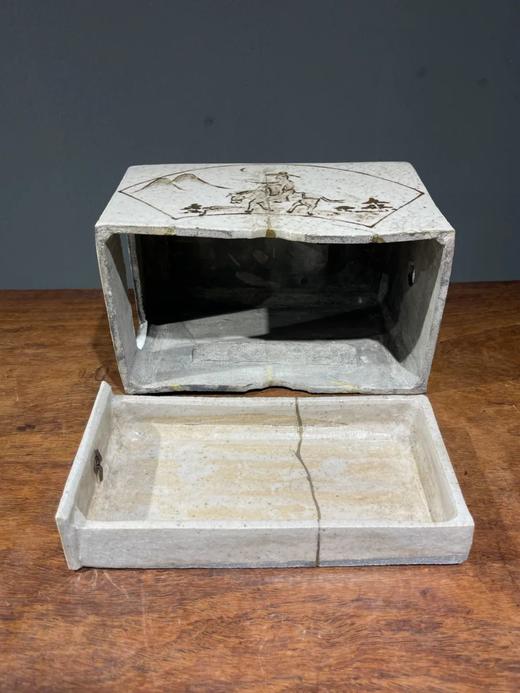 白瓷褐绘山水高仕名家款硯台箱，顺丰包邮 商品图10