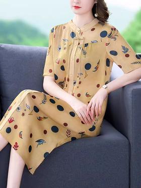 TJB9395波点连衣裙女夏2023新款大牌中年妈妈气质减龄