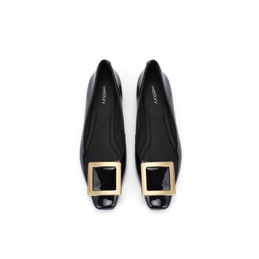 【2023年秋季新款】一脚蹬豆豆鞋复古平底方头漆皮女鞋女S23CE73451 商品图2