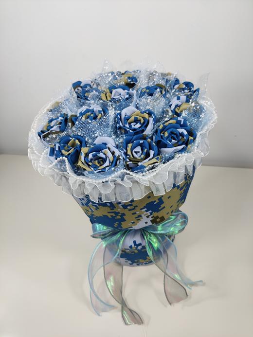 18朵小香风手工DIY牛津布玫瑰花束军恋礼物（手工制作产品不支持退换货哦）类lb 商品图5
