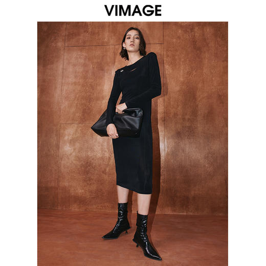 VIMAGE纬漫纪秋季新款时尚气质修身小众设计连衣裙V2007611 商品图1