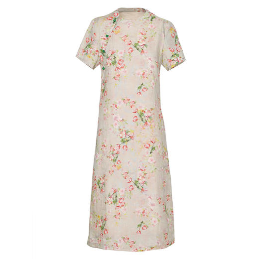 中国风苎麻改良旗袍印桃花小个子文艺复古连衣裙S195-2 商品图4