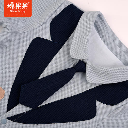 棉果果秋季新品男童帅气小绅士小领带对开连体衣M312722223451 商品图5