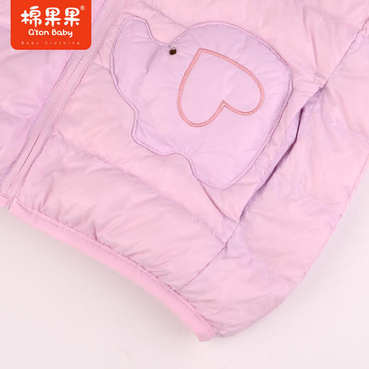 棉果果秋季新品女童抗菌爆款防钻绒连帽轻薄5A抗菌羽绒服M322102923409 商品图4