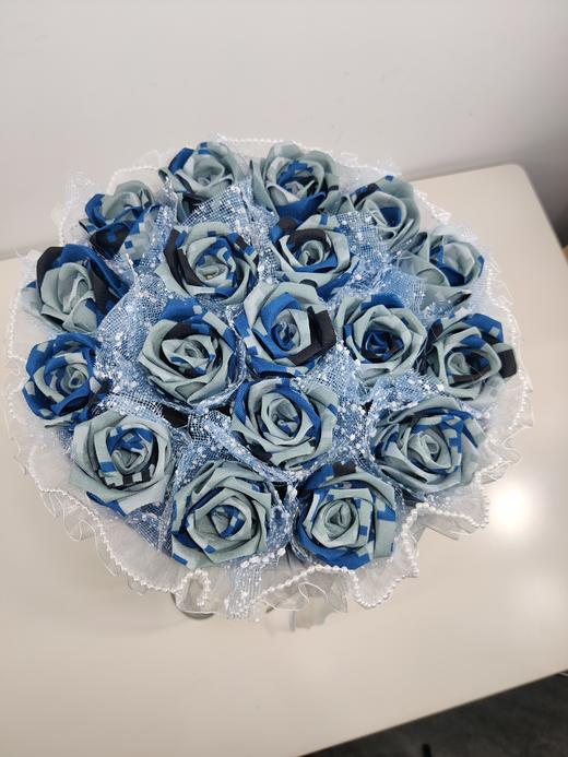 18朵小香风手工DIY牛津布玫瑰花束军恋礼物（手工制作产品不支持退换货哦）类lb 商品图0