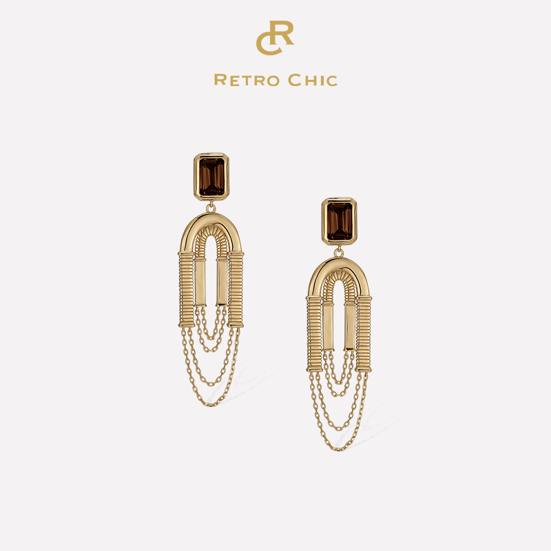 【谭维维&黄龄&卢靖姗&李佳薇同款】Retro Chic意大利复古时尚首饰 宙斯神庙流苏耳环