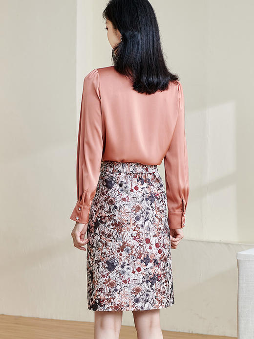 剩S/L 米思阳2024秋季新款洋气时髦提花两件套系带纽扣印花裙子套装2410 商品图3