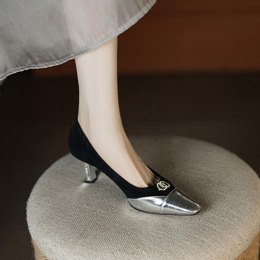 秋季新款，时尚个性撞色小香风高跟单鞋HCY-3667 商品图10