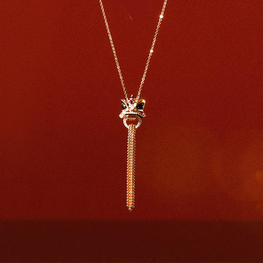 ［醒狮系列］18K玫瑰金群镶钻项链 商品图4