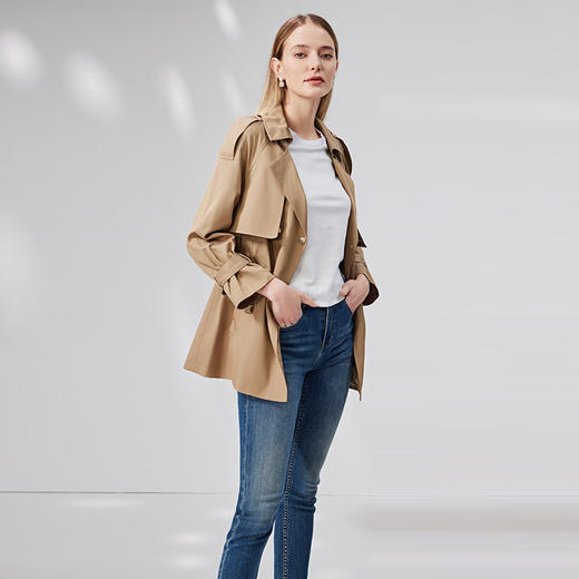 EITIE爱特爱秋季新款束腰优雅纯色显瘦风衣7104805 商品图1