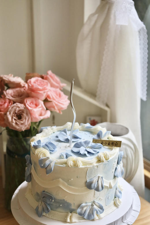 复古花边蓝色花朵 商品图0