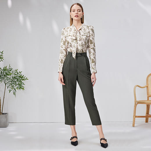 EITIE爱特爱秋季新款时尚通勤印花飘带舒适衬衣7109808 商品图3