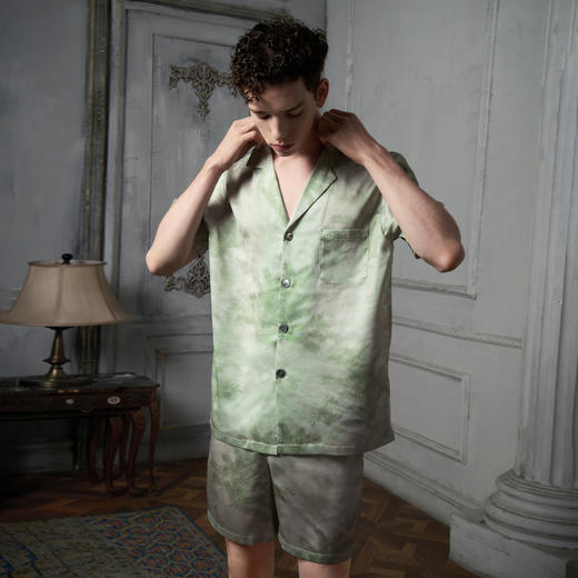 Solo seta22姆米真丝睡衣套装男短袖短裤桑蚕丝家居服丝绸秋冬 商品图3