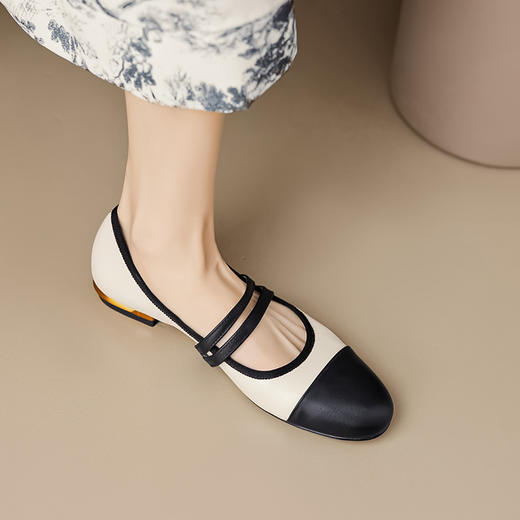 法式复古，双排扣带玛丽珍平底单鞋MLD-AA557 商品图3