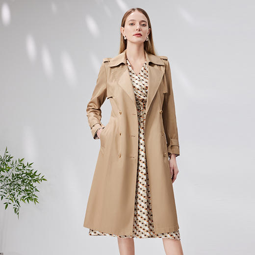 EITIE爱特爱秋季新款束腰显瘦修身百搭通勤长款风衣7104804 商品图3