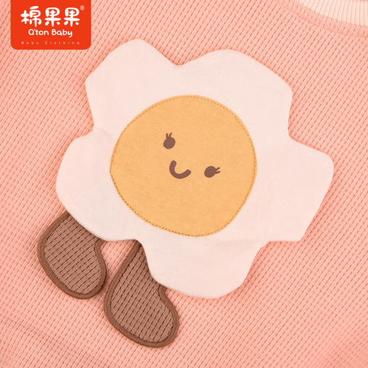 棉果果秋季新品女童可爱花朵华夫格卡通套头卫衣M322180223435 商品图2