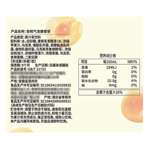 MM 山姆 DRINKSBA杏桃气泡康普茶 310ml*20 商品图5