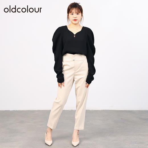 oldcolour欧珂秋商场同款泡泡袖修身高级感衬衫上衣女HO35013507 商品图3