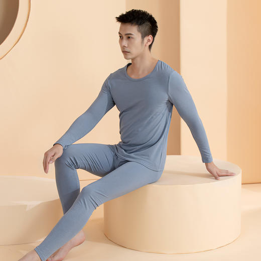 爱帝男式经典棉莱卡弹力圆领内衣套装 商品图2