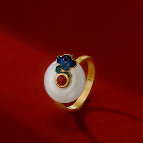 【宫里戒指】和田玉平安扣开口戒指