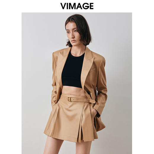 VIMAGE纬漫纪秋季新款时尚纯色百搭显瘦半身裤裙V2006607 商品图2