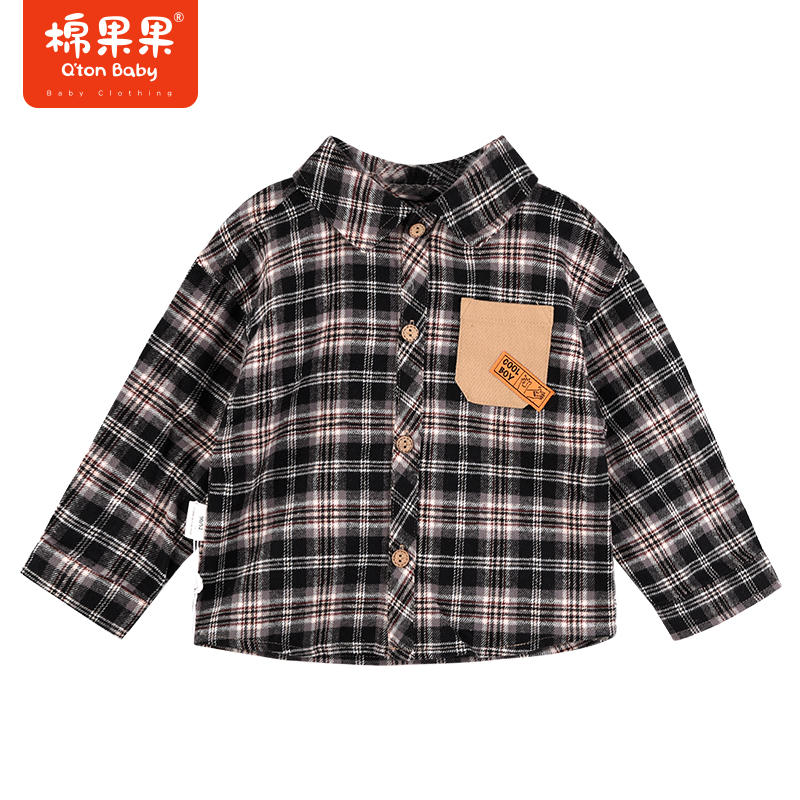 棉果果秋季新品男童帅气洋气大方格子衬衣衬衫M312150223456