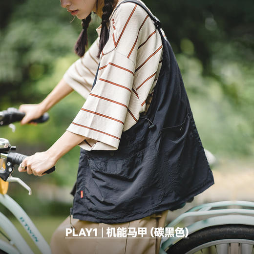 马登日系复古多口袋工装尼龙马甲背心户外机能两用挎包外套女 商品图3