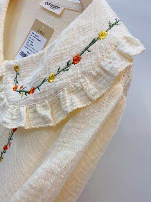 清仓！松植屋荷叶领绣花短袖睡裙全棉双层绉绉纱睡衣家居服、清仓不退换，介意者勿怕！ 商品图4