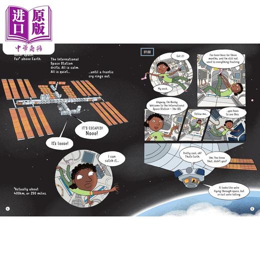 【中商原版】24 Hours in Space 太空探险的24小时 国际空间站 儿童科普绘本 漫画故事知识图画书 英文原版 进口童书 商品图2