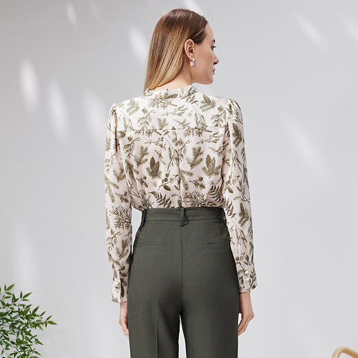 EITIE爱特爱秋季新款时尚通勤印花飘带舒适衬衣7109808 商品图4