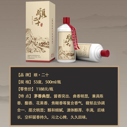 顺和久酒庄 贵州白酒顺二十-53度 礼盒装-500ml顺品53度500ml 商品图3